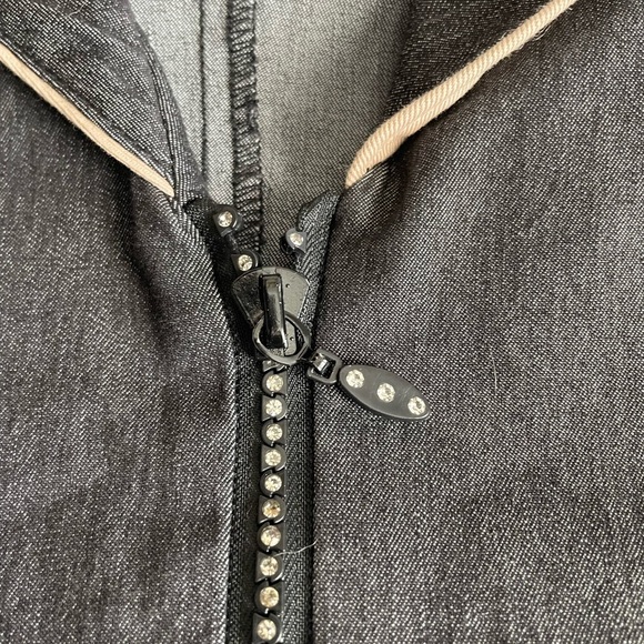 Devine Denim NY Womans Charcoal Gray Swirl Jacket Size 16W Rhinestone Zip Plus - Picture 9 of 9
